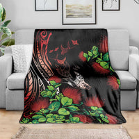 Aloha Hawaii Manta Rays Blanket Red Ohia Lehua