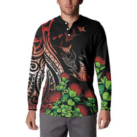 Aloha Hawaii Manta Rays Button Sweatshirt Red Ohia Lehua