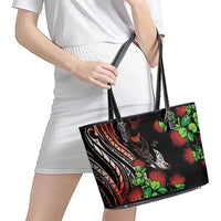 Aloha Hawaii Manta Rays Leather Tote Bag Red Ohia Lehua