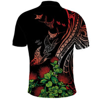 Aloha Hawaii Manta Rays Polo Shirt Red Ohia Lehua