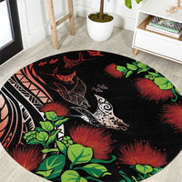 Aloha Hawaii Manta Rays Round Carpet Red Ohia Lehua
