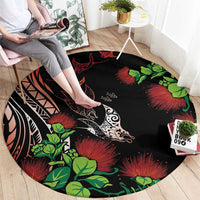 Aloha Hawaii Manta Rays Round Carpet Red Ohia Lehua