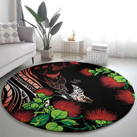 Aloha Hawaii Manta Rays Round Carpet Red Ohia Lehua