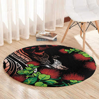 Aloha Hawaii Manta Rays Round Carpet Red Ohia Lehua