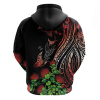 Aloha Hawaii Manta Rays Zip Hoodie Red Ohia Lehua LT7 - Polynesian Pride