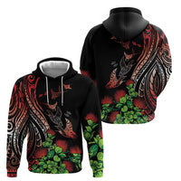 Aloha Hawaii Manta Rays Zip Hoodie Red Ohia Lehua LT7 - Polynesian Pride