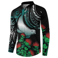 Aloha Hawaii Monk Seal Button Sweatshirt Mix Ohia Lehua