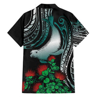 Aloha Hawaii Monk Seal Family Matching Off The Shoulder Long Sleeve Dress and Hawaiian Shirt Mix Ohia Lehua