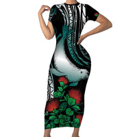 Aloha Hawaii Monk Seal Family Matching Short Sleeve Bodycon Dress and Hawaiian Shirt Mix Ohia Lehua