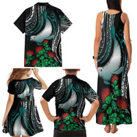 Aloha Hawaii Monk Seal Family Matching Tank Maxi Dress and Hawaiian Shirt Mix Ohia Lehua