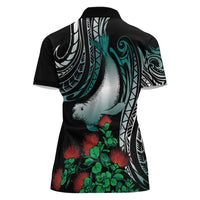 Aloha Hawaii Monk Seal Women Polo Shirt Mix Ohia Lehua