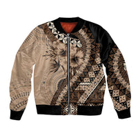 Bula Fiji Bomber Jacket Mocha Brown Kaivity Masi Tapa