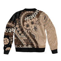 Bula Fiji Bomber Jacket Mocha Brown Kaivity Masi Tapa