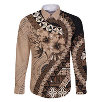 Bula Fiji Family Matching Mermaid Dress and Hawaiian Shirt Mocha Brown Kaivity Masi Tapa