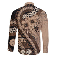 Bula Fiji Family Matching Puletasi and Hawaiian Shirt Mocha Brown Kaivity Masi Tapa