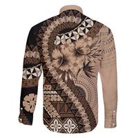 Bula Fiji Family Matching Short Sleeve Bodycon Dress and Hawaiian Shirt Mocha Brown Kaivity Masi Tapa