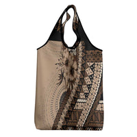 Bula Fiji Grocery Bag Mocha Brown Kaivity Masi Tapa