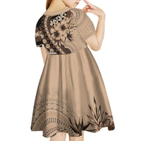 Bula Fiji Kid Short Sleeve Dress Mocha Brown Kaivity Masi Tapa