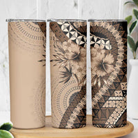 Bula Fiji Skinny Tumbler Mocha Brown Kaivity Masi Tapa LT7 - Polynesian Pride