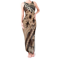 Bula Fiji Tank Maxi Dress Mocha Brown Kaivity Masi Tapa