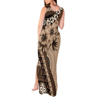 Bula Fiji Tank Maxi Dress Mocha Brown Kaivity Masi Tapa