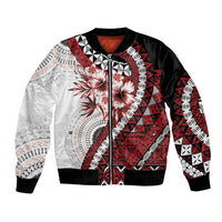 Bula Fiji Bomber Jacket White Kaivity Masi Tapa LT7 Unisex White - Polynesian Pride