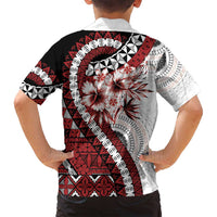 Bula Fiji Family Matching Long Sleeve Bodycon Dress and Hawaiian Shirt White Kaivity Masi Tapa LT7 - Polynesian Pride