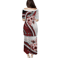 Bula Fiji Puletasi White Kaivity Masi Tapa LT7 - Polynesian Pride