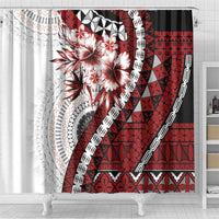 Bula Fiji Shower Curtain White Kaivity Masi Tapa LT7 - Polynesian Pride