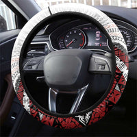 Bula Fiji Steering Wheel Cover White Kaivity Masi Tapa LT7 - Polynesian Pride