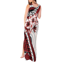 Bula Fiji Tank Maxi Dress White Kaivity Masi Tapa LT7 - Polynesian Pride