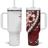 Bula Fiji Tumbler With Handle White Kaivity Masi Tapa LT7 One Size: 40 oz White - Polynesian Pride