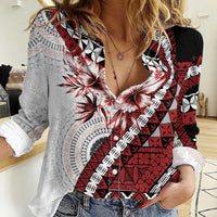 Bula Fiji Women Casual Shirt White Kaivity Masi Tapa LT7 Female White - Polynesian Pride