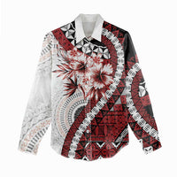 Bula Fiji Women Casual Shirt White Kaivity Masi Tapa LT7 - Polynesian Pride