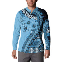 Bula Fiji Button Sweatshirt Turquoise Kaivity Masi Tapa