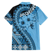 Bula Fiji Family Matching Summer Maxi Dress and Hawaiian Shirt Turquoise Kaivity Masi Tapa