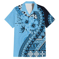 Bula Fiji Family Matching Tank Maxi Dress and Hawaiian Shirt Turquoise Kaivity Masi Tapa
