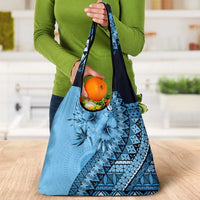 Bula Fiji Grocery Bag Turquoise Kaivity Masi Tapa LT7 - Polynesian Pride
