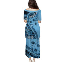 Bula Fiji Puletasi Turquoise Kaivity Masi Tapa LT7 - Polynesian Pride