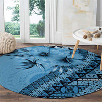 Bula Fiji Round Carpet Turquoise Kaivity Masi Tapa LT7 - Polynesian Pride