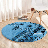 Bula Fiji Round Carpet Turquoise Kaivity Masi Tapa LT7 - Polynesian Pride