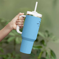 Bula Fiji Tumbler With Handle Turquoise Kaivity Masi Tapa LT7 - Polynesian Pride