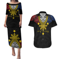 Philippines Heritage Baybayin Mix Polynesian Couples Matching Puletasi and Hawaiian Shirt