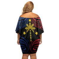 Philippines Heritage Personalized Family Matching Off Shoulder Short Dress and Hawaiian Shirt Baybayin Philipinas Sun LT7 - Polynesian Pride
