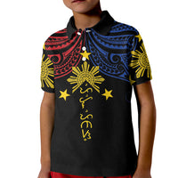 Philippines Heritage Personalized Kid Polo Shirt Baybayin Philipinas Sun