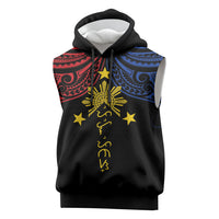 Philippines Heritage Personalized Sleeveless Hoodie Baybayin Philipinas Sun