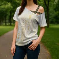 Samoa Lotu Tamaiti Mamanu Siapo Cross Shoulder Shirt Golden Plumeria - Polynesian Pride