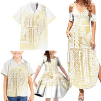 Samoa Lotu Tamaiti Mamanu Siapo Family Matching Summer Maxi Dress and Hawaiian Shirt Golden Plumeria - Polynesian Pride