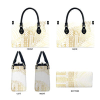Samoa Lotu Tamaiti Mamanu Siapo Leather Bag Golden Plumeria - Polynesian Pride