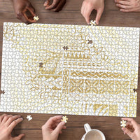 Samoa Lotu Tamaiti Mamanu Siapo Puzzle Golden Plumeria - Polynesian Pride